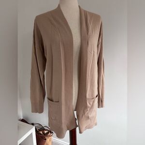 Yarn & Sea Large Open Front Tan Cardigan with pockets